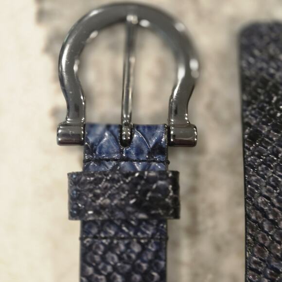 SAS Italian Calfskin Navy Snakeskin Belt XXL Gunmetal Quiet Luxury USA main image 5